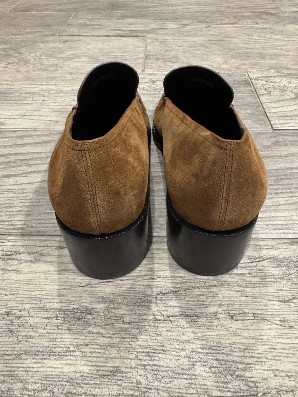 Vince brown suede Larose Heeled Loafer in Elm wood